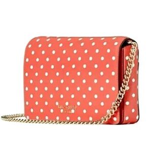 New Kate Spade Spencer Dots Chain Wallet Crossbody Peach Melba Multi